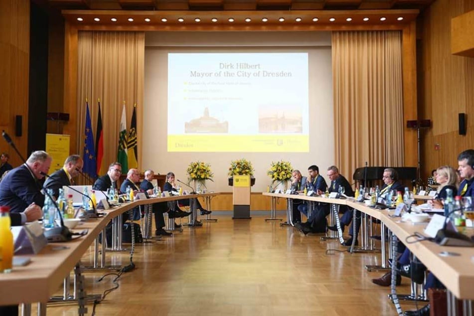 Die Runde der Bürgermeister im Rathaus.