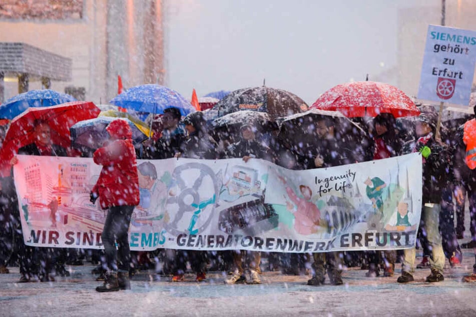 Auch die Beschäftigten des Erfurter Siemens-Werkes beteiligten sich an den Protesten.