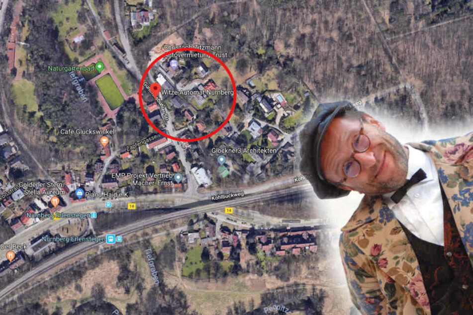 Oliver Tissot hat den Witze-Automaten in Nürnberg entwickelt. (Bildmontage)