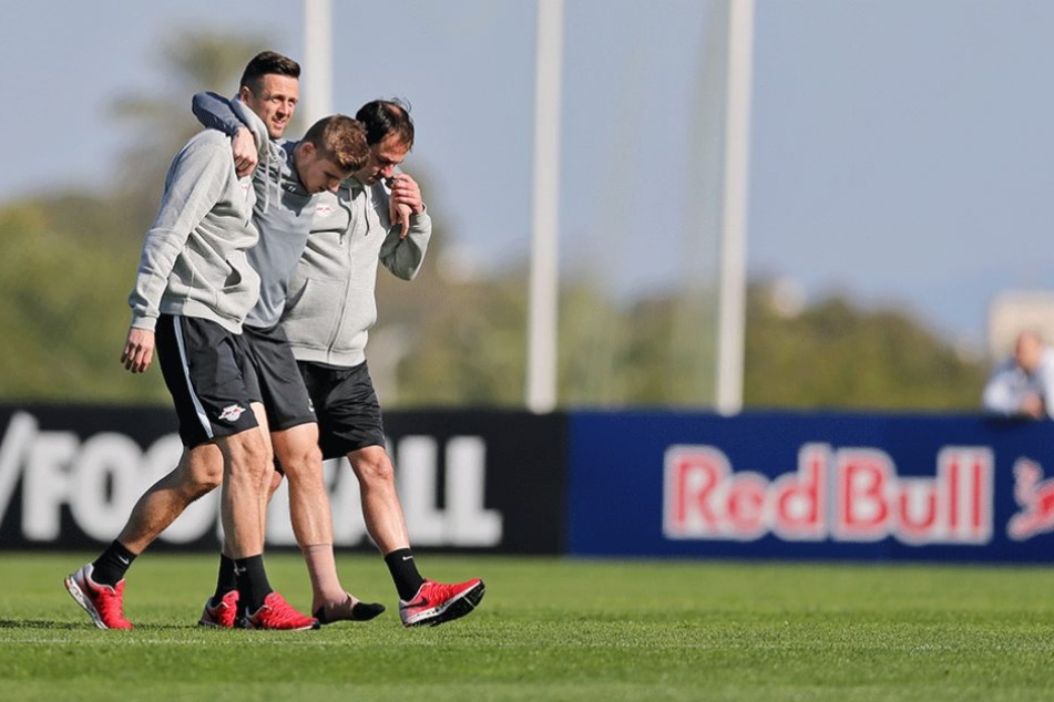 Timo Werner musste das Training nach einem Schlag auf den Knöchel abbrechen.