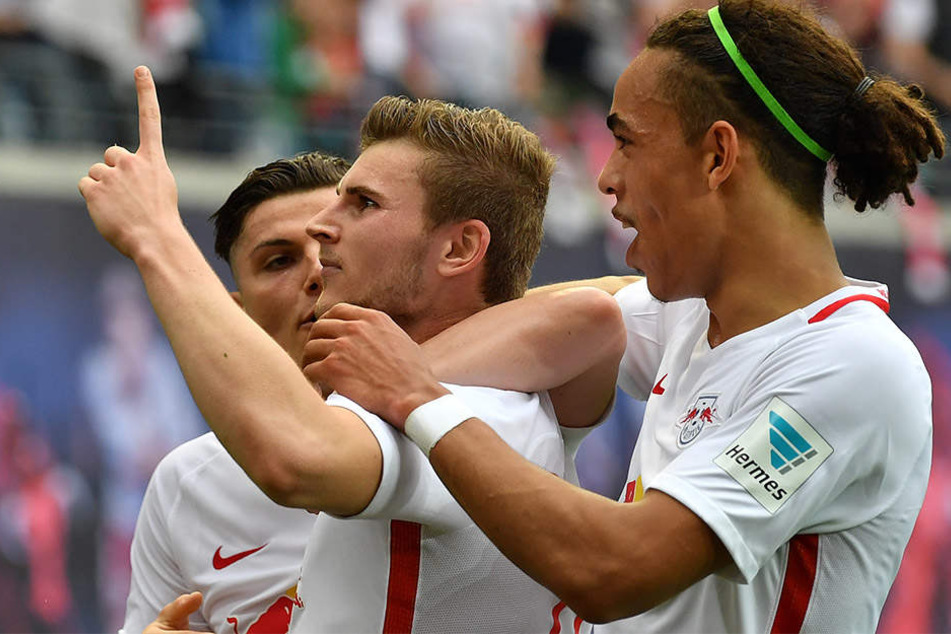 Marktwert-Gewinner unter sich: Für Marcel Sabitzer, Timo Werner und Yussuf Poulsen ging es ordentlich nach oben.