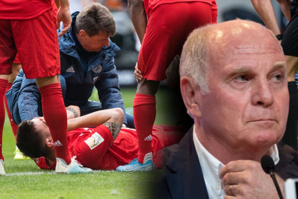 Uli Hoeneß, Präsident des FC Bayern München, sieht nach der Verletzung keine Chance mehr für Niklas Süle (l) in der Europameisterschaft. (Bildmontage)