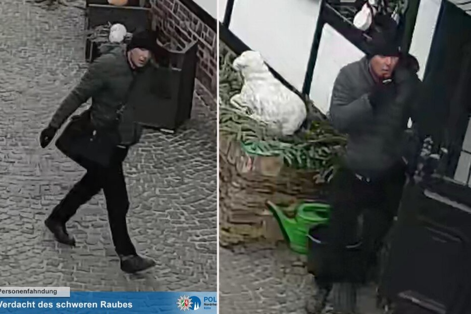 Einer der Räuber ist auf den Bildern einer Überwachungskamera zu sehen.