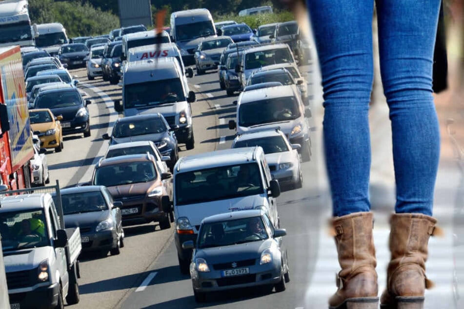 Benzin alle, deshalb ließ sie ihr Auto auf dem Seitenstreifen stehen.