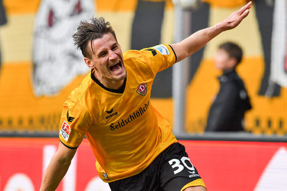 Stefan Kutschke blühte
bei Dynamo förmlich auf,
ist in dieser Saison mit
13 Treffern in Liga und
Pokal bisher bester Torschütze.