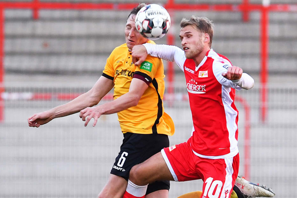 Immer voller Einsatz: Marco Hartmann (hier im Kopfballduell mit dem Unioner Sebastian Andersson) ging beim Geheimtest voran.