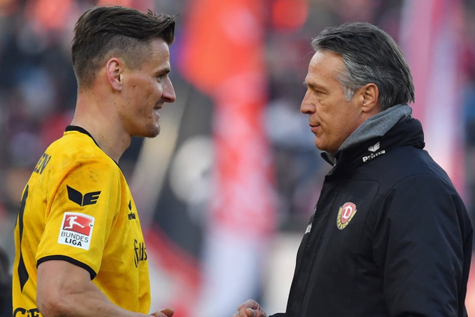Gutes Verhältnis: Stefan Kutschke mit Dynamo-Trainer Uwe Neuhaus.