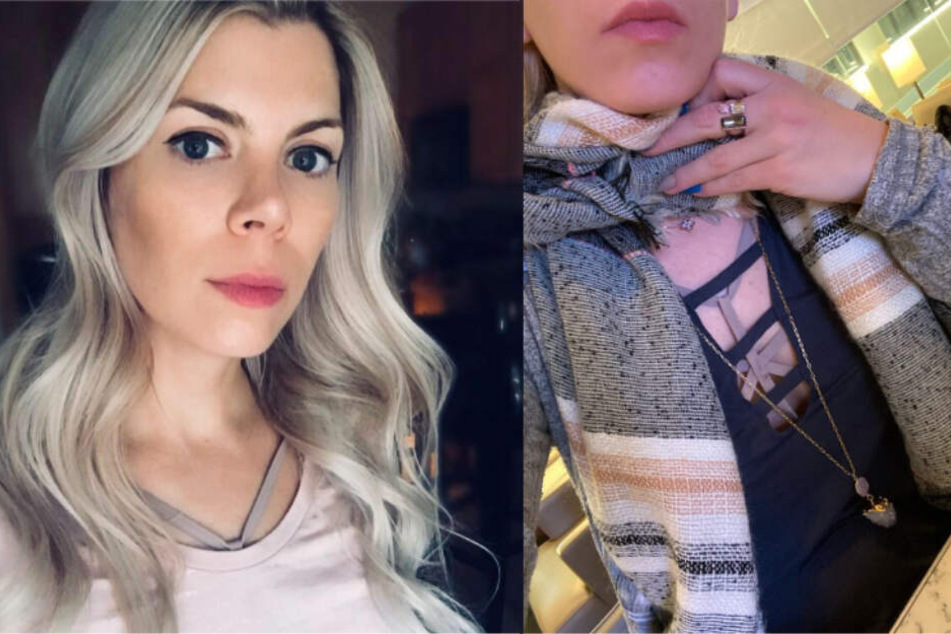 Andrea Worldwides Ausschnitt mit BH-Träger (r) kam bei United Airlines nicht gut an.
