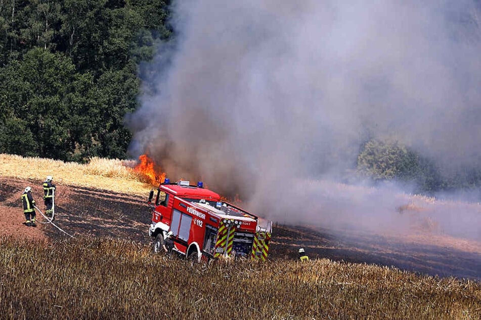 Die Feuerwehr versucht die Flammen zu löschen.