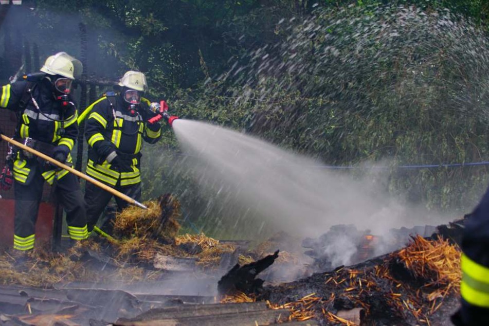 Feuerwehrmänner versuchen den Brand zu löschen.