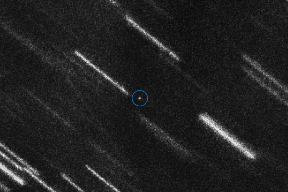 Der Asteroid ist im markierten Punkt zu erkennen.