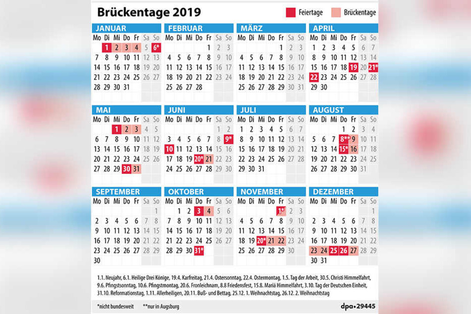 Mit diesem Kalender gerät kein Brückentag aus dem Blick.