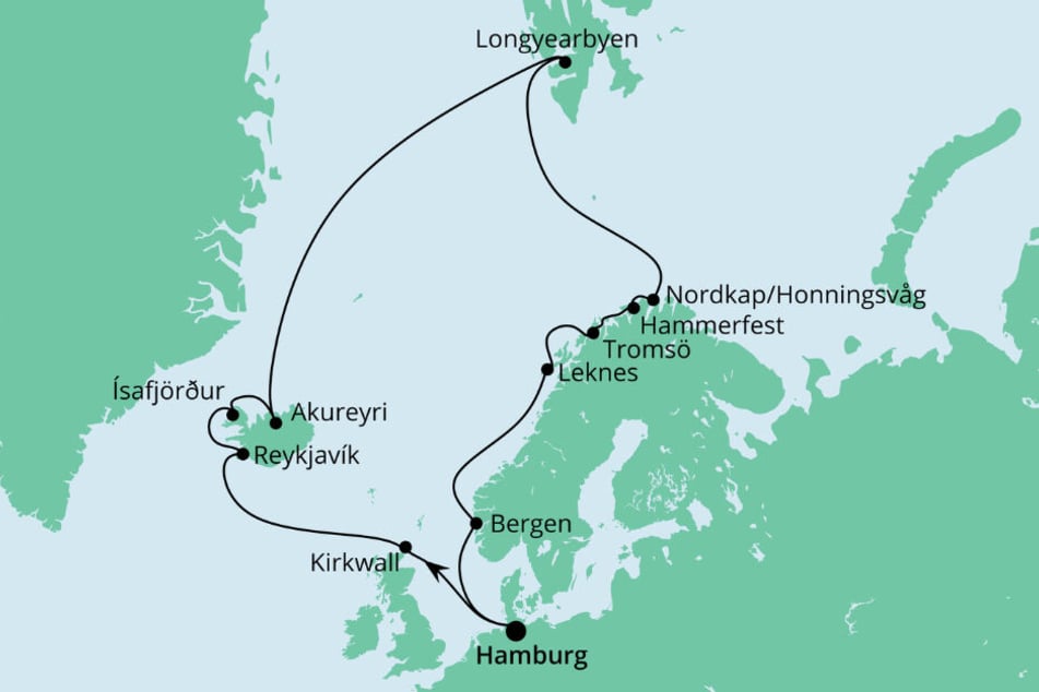 Von Hamburg aus, könnt Ihr auf der AIDAsol den Polarkreis erkunden.