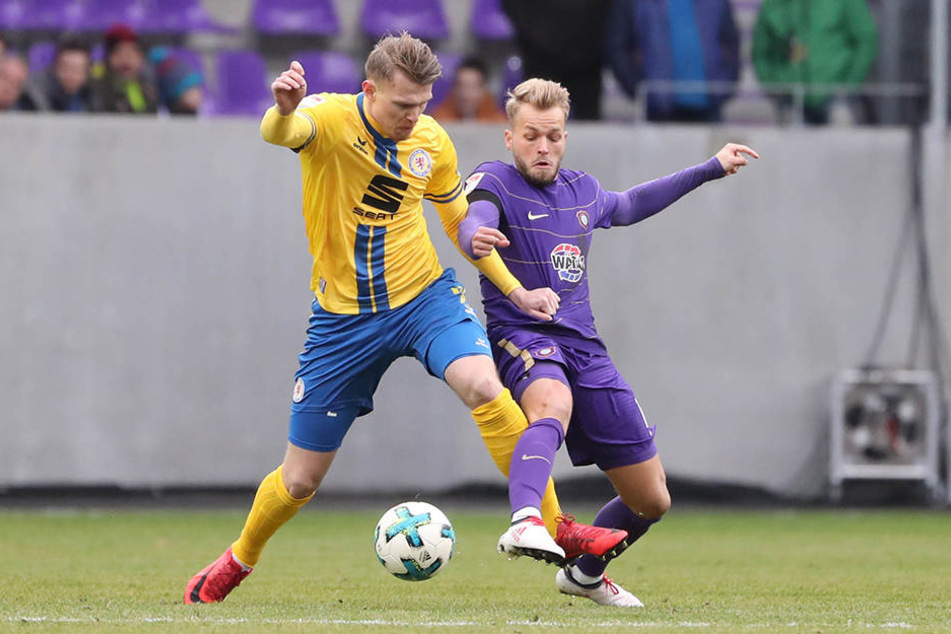 Pascal Köpke (mit Steve Breitkreuz) brachte die Veilchen mit dem 1:0 in Führung.