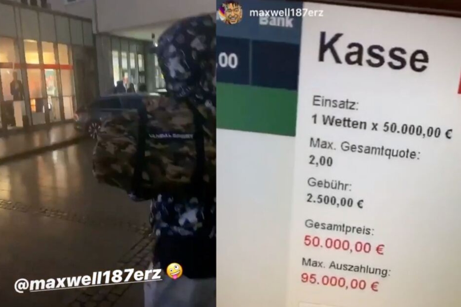 Mit einer Tasche voller Geld betritt Maxwell die Tipico-Filiale und setzt 50.000 Euro.
