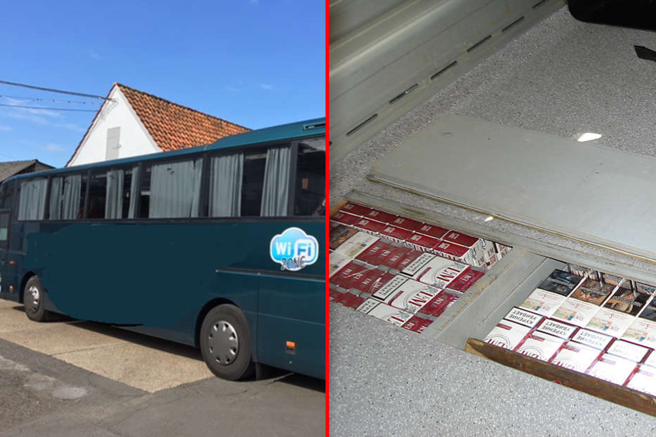 In diesem Reisebus hatten die Schmuggler die Zigaretten in Fächern unter den Sitzen versteckt.