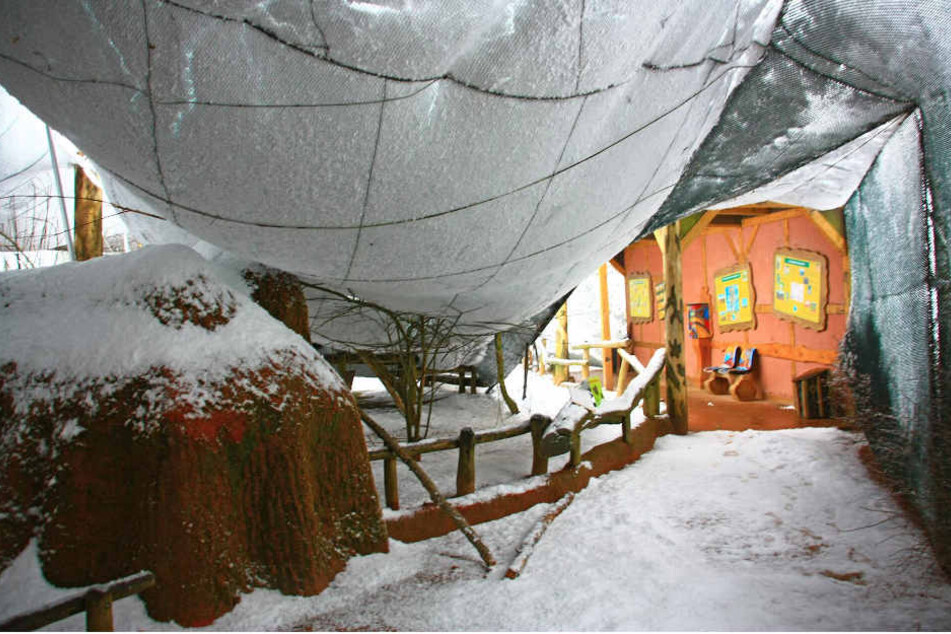 Die Schneemassen drückten die gespannten Vogelnetze nach unten, Stützpfähle knickten um wie Streichhölzer.