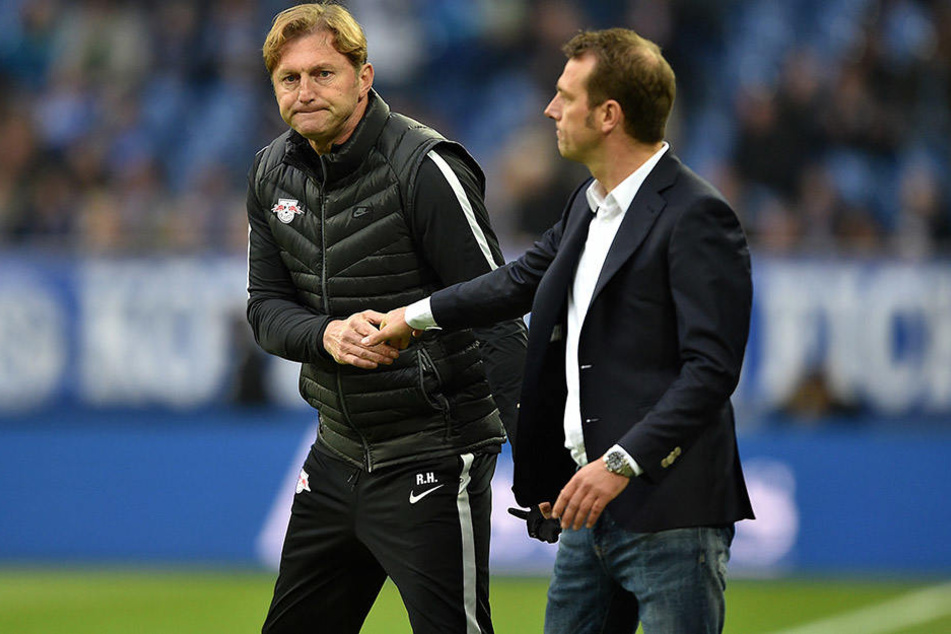 RB-Trainer Ralph Hasenhüttl (l.) und dessen Schalker Kollege Markus Weinzierl (r.) mussten sich am Sonntag mit einer Punktetrennung zufrieden geben.