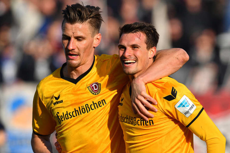 Was für ein Einstand: Bei seinem ersten Spiel für die SGD schoss Philip Heise (r.) direkt ein Tor.