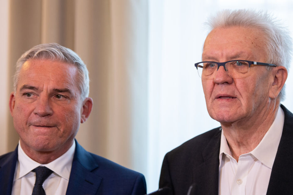 Strobl (links im Bild) und Kretschmann beim Krisengespräch vergangenen Dienstag.