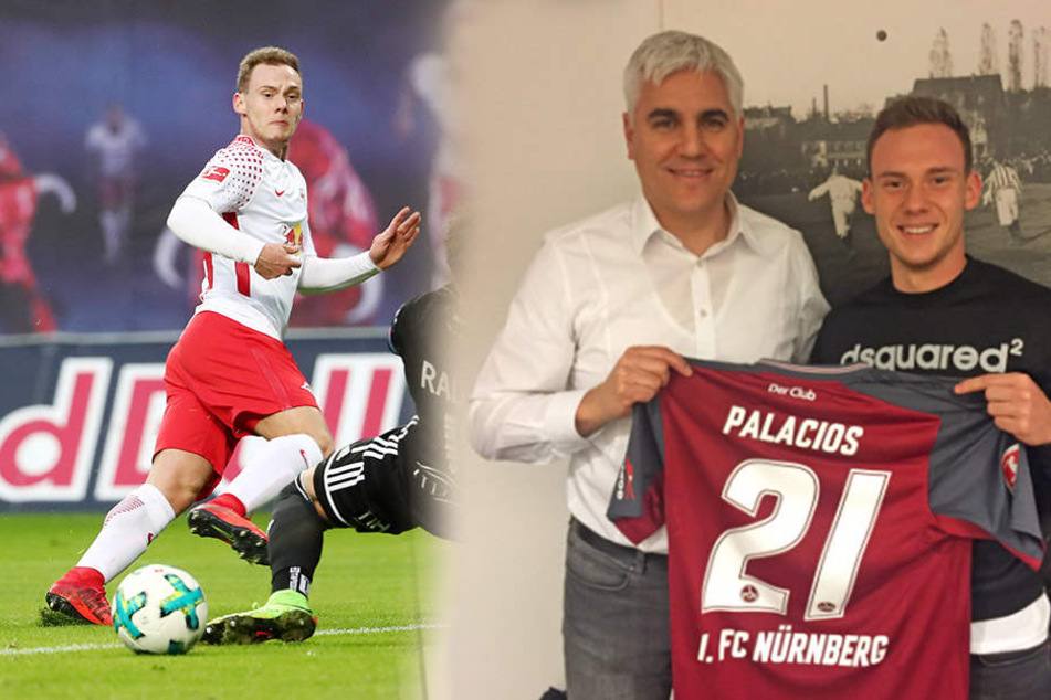 Im Testspiel gegen Dukla Prag am Samstag traf Palacios das letzte Mal für RB Leipzig (l.). Nun streift er das Nürnberger Trikot über (r.).