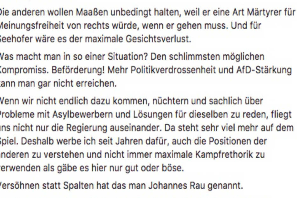 Die Fortsetzung des Palmer-Facebook-Posts...