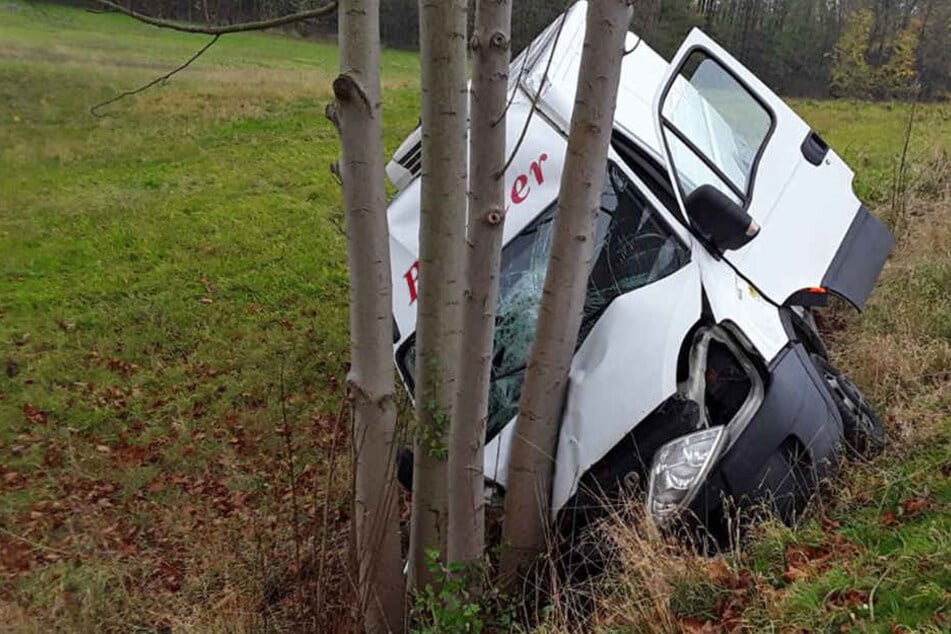 Ein Transporterfahrer ist gegen einen Baum geknallt.