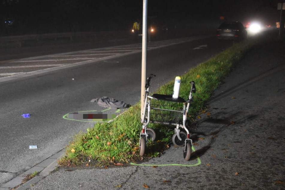 Der Rollator der Getöteten an der Unfallstelle.