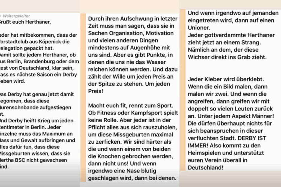 Der schockierende Whatsapp-Text im Überblick. Urheber unbekannt. (Bildmontage)