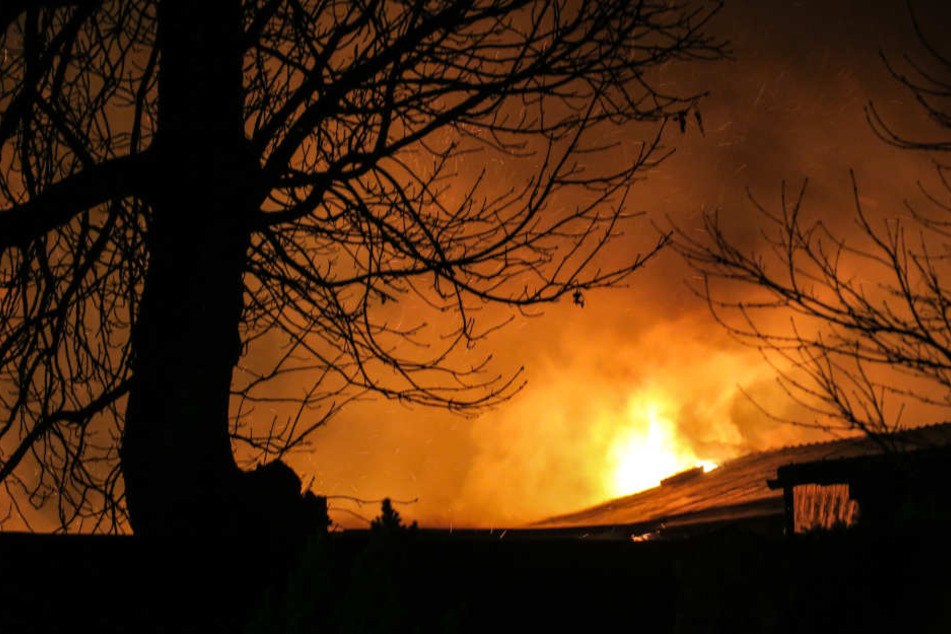 Die Flammen schlugen schon aus dem Dach des Schuppens.