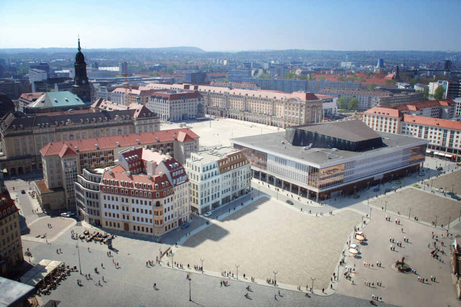 Grafik: Das Moritzhaus soll bis 2018 an der Ecke Galerie-/ Frauenstraße entstehen. Also zwischen Kulturpalast und der Seniorenresidenz.