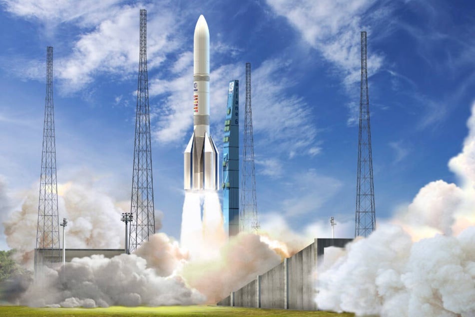 So soll es einmal aussehen, wenn die Ariane 6 startet. (Visualisierung)