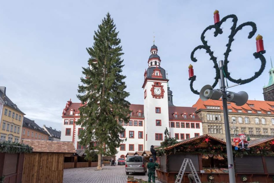 Die Fichte vom Weihnachtsmarkt 2017 war leicht schief und sorgte für einige Häme und Spott.