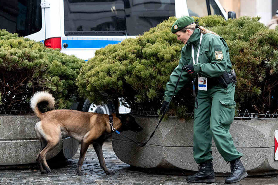 Eigentlich klappt immer alles rund: Eine Polizistin untersucht in München mit einem Hund das Gelände vor dem Hotel "Bayerischen Hof" vor der Münchner Sicherheitskonferenz 2017.
