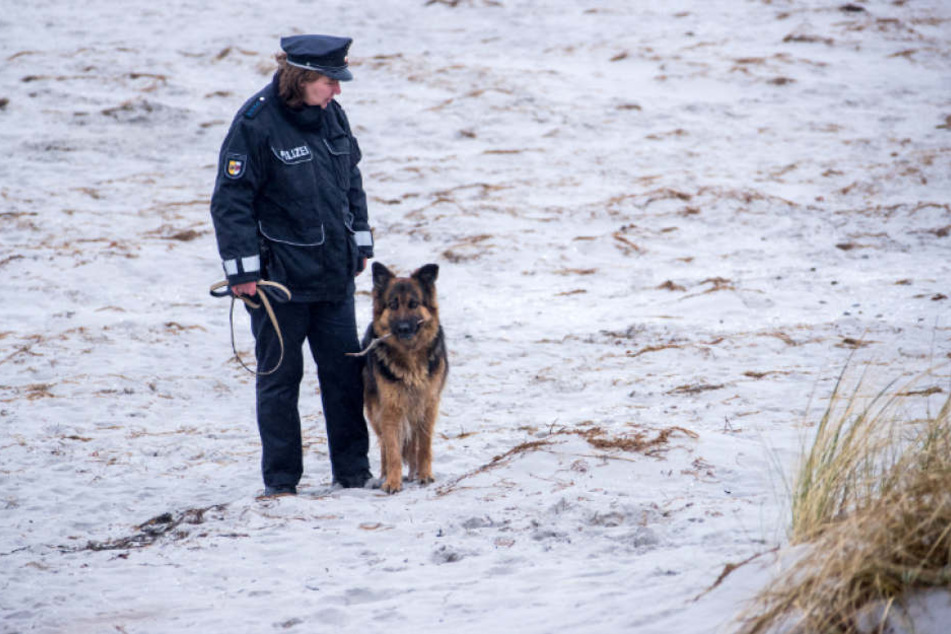 Insel-Polizistin Martina Dominik sucht den Strand auf Hiddensee ab. (Archivbild)