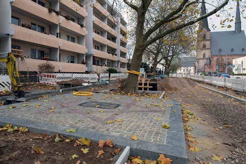 Der Standort der Zwickauer Synagoge in der heutigen Katharienstraße.
In der Pogromnacht 1938 wurde das Gotteshaus zerstört, später abgerissen.