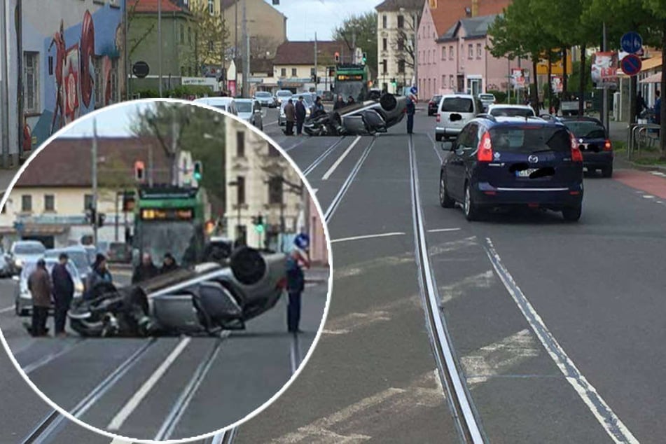 Der Opel überschlug sich und blieb auf dem Dach liegen. Der Fahrer wurde schwer verletzt ins Krankenhaus gebracht.