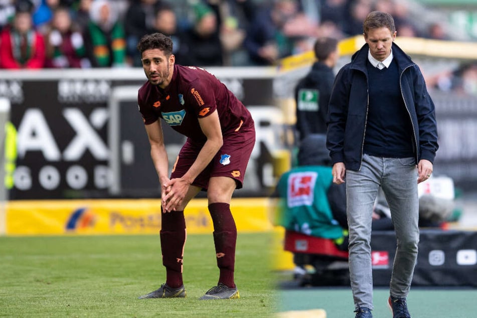 Bedröppelte Mienen bei der TSG: Stürmer Ishak Belfodil (links im Bild) und Trainer Julian Nagelsmann. (Fotomontage)