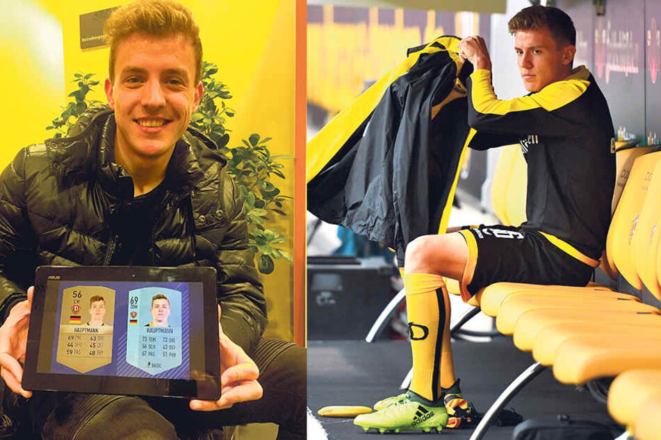 Der Beweis: Niklas Hauptmann hat seinen „Wert“ bei
„FIFA 18“ deutlich erhöht. Niklas Hauptmann hat
den Bankplatz wieder
gegen einen Platz in der
Stammelf eingetauscht.