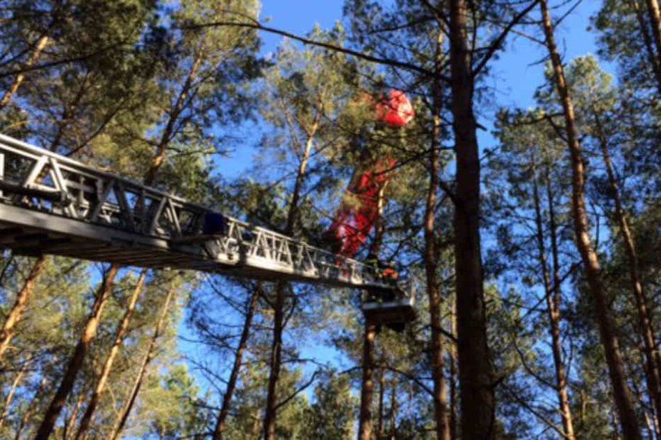 Die Feuerwehr konnte den Flieger unverletzt retten.