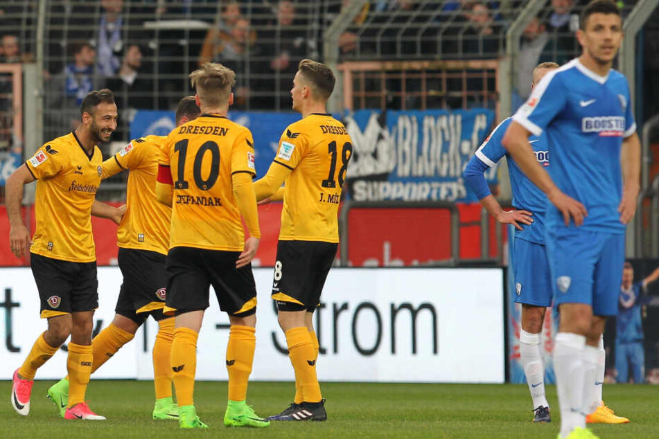 Hier jubelte noch Dynamo, Anthony Losilla (re.) sieht konsterniert aus, doch das sollte sich ändern...