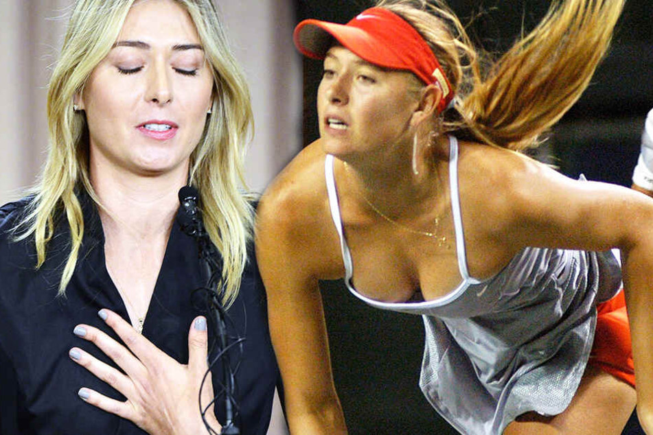 Sharapowa gestand im März 2016 auf einer Pressekonferenz die Einnahme von Meldonium (li.).