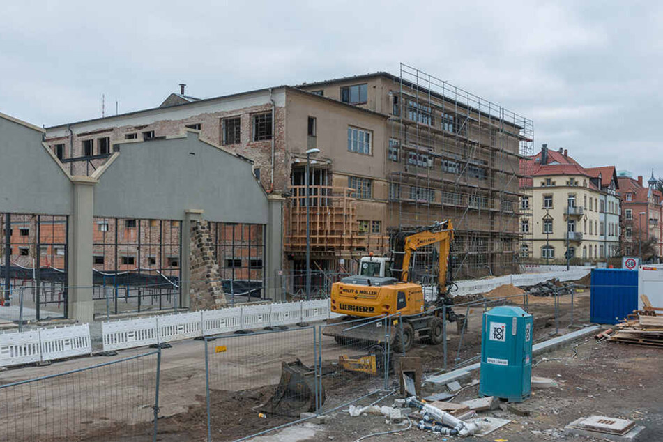 Auf dem Gelände der ehemaligen DVB-Werkstatt wird gebaut.