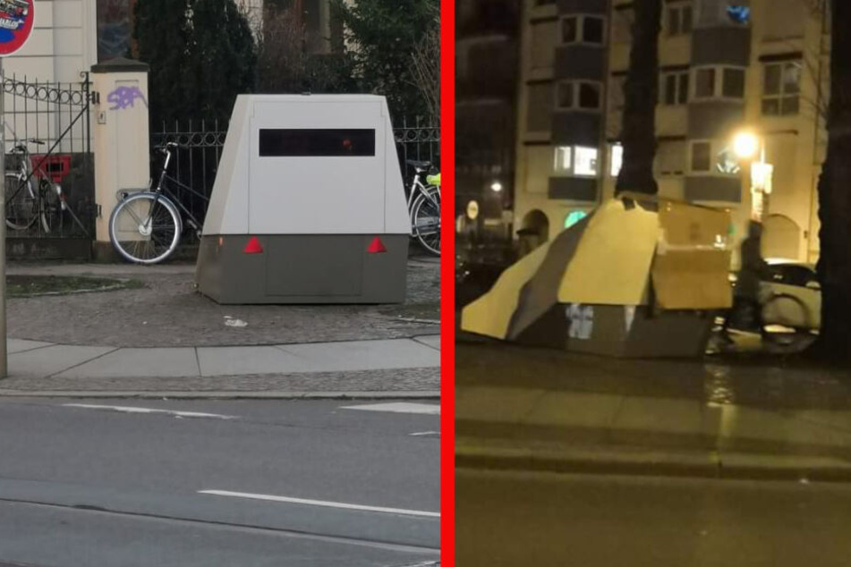 Am Freitagvormittag wurde der Blitzer schon wieder von seiner neuen "Verkleidung" befreit.