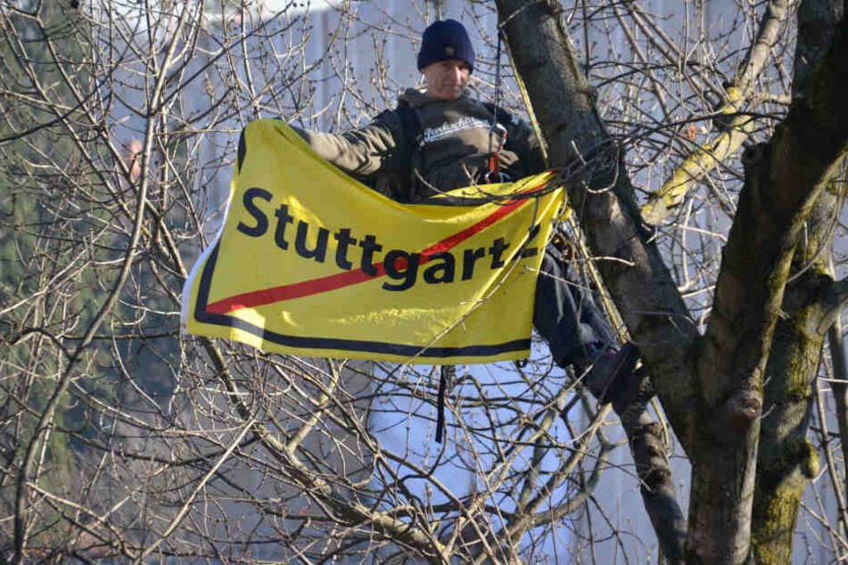Klare Botschaft: Dieser Aktivist ist kein Fan des Milliardenprojekts Stuttgart 21.