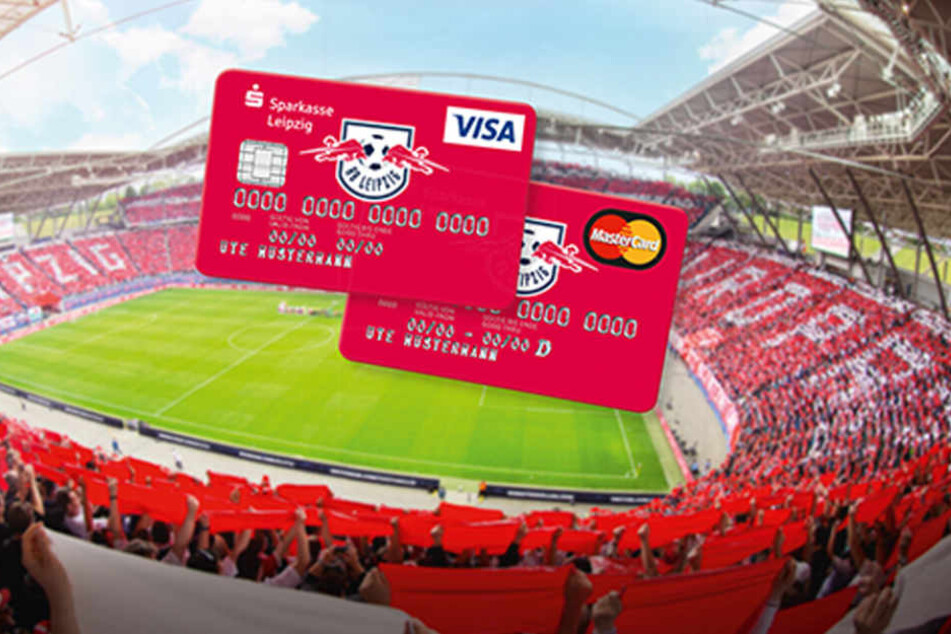 Extra für Fans: Kreditkarten im RB-Design von der Sparkasse Leipzig.