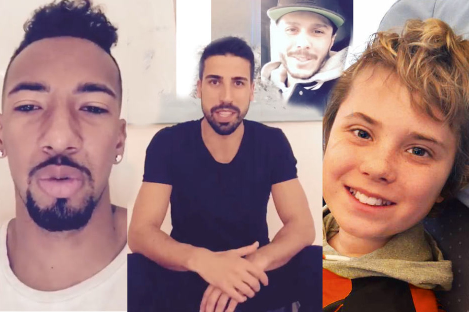 David Alaba, Sami Khedira und Leonardo Bittencourt wollen Severin (12) helfen.
