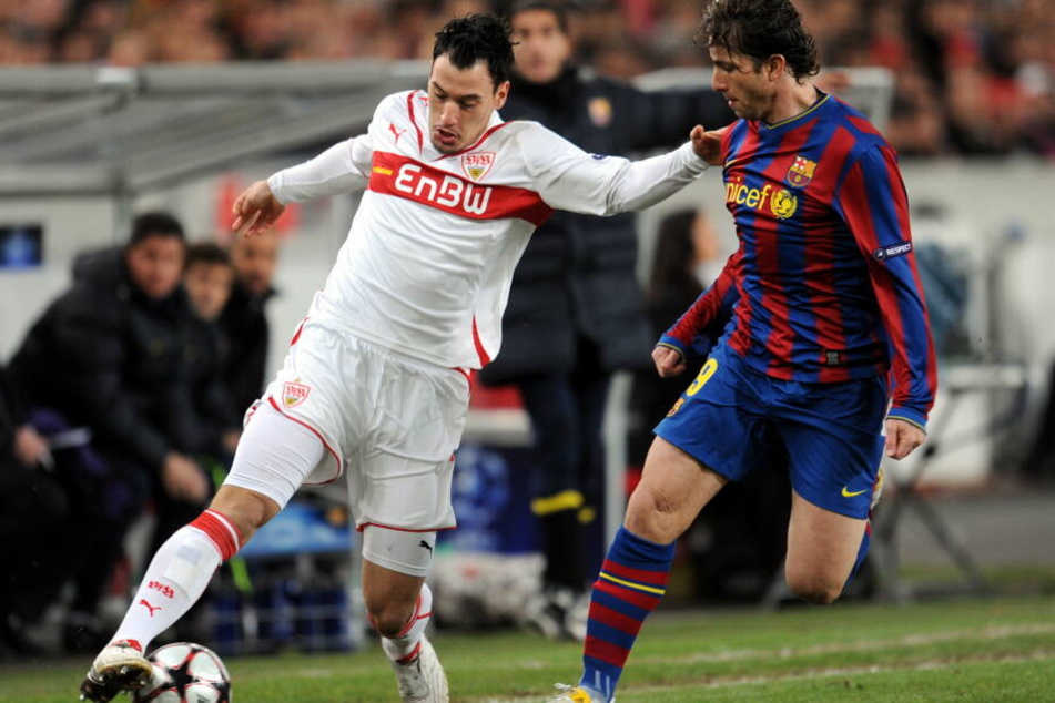 Timo Gebhart spielte für den VfB Stuttgart in der Champions League. Hier im Laufduell mit Maxwell vom FC Barcelona.