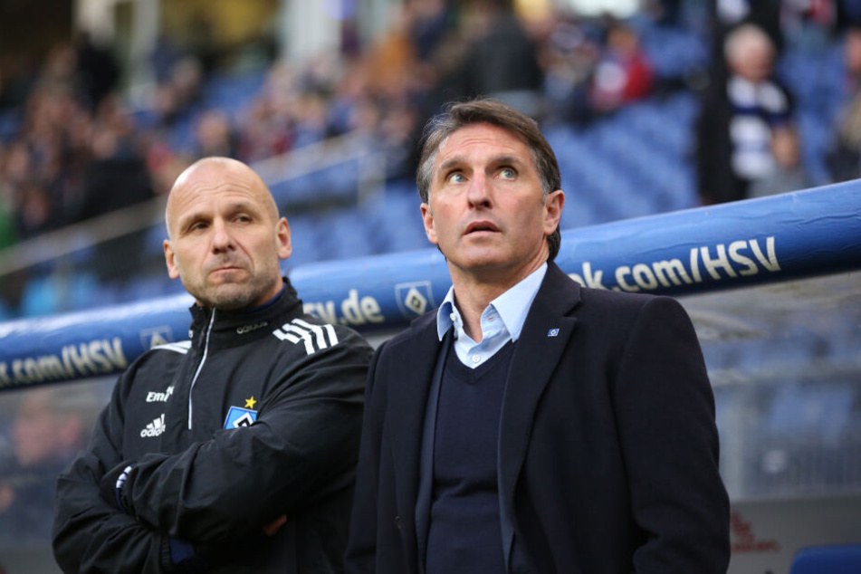 Der heutige Mannheim-Coach Bernhard Trares (links im Bild) und Bruno Labbadia arbeiteten in der Saison 2015/16 für den Hamburger SV und sind gute Freunde.