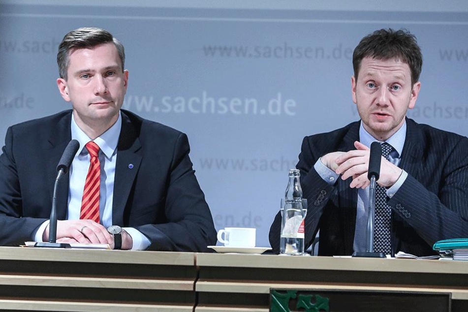 Regierungschef Michael Kretschmer (r., 42, CDU) und sein Vize Martin Dulig (43, SPD).